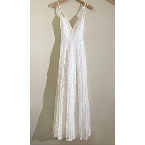Lulus Bridal Lace Maxi Dress